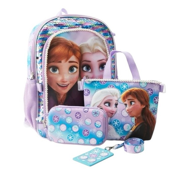 Disney Frozen Elsa And Anna Backpack, Lunch Tote , ID Lanyard and Storage Pouch - Picture 8 of 8